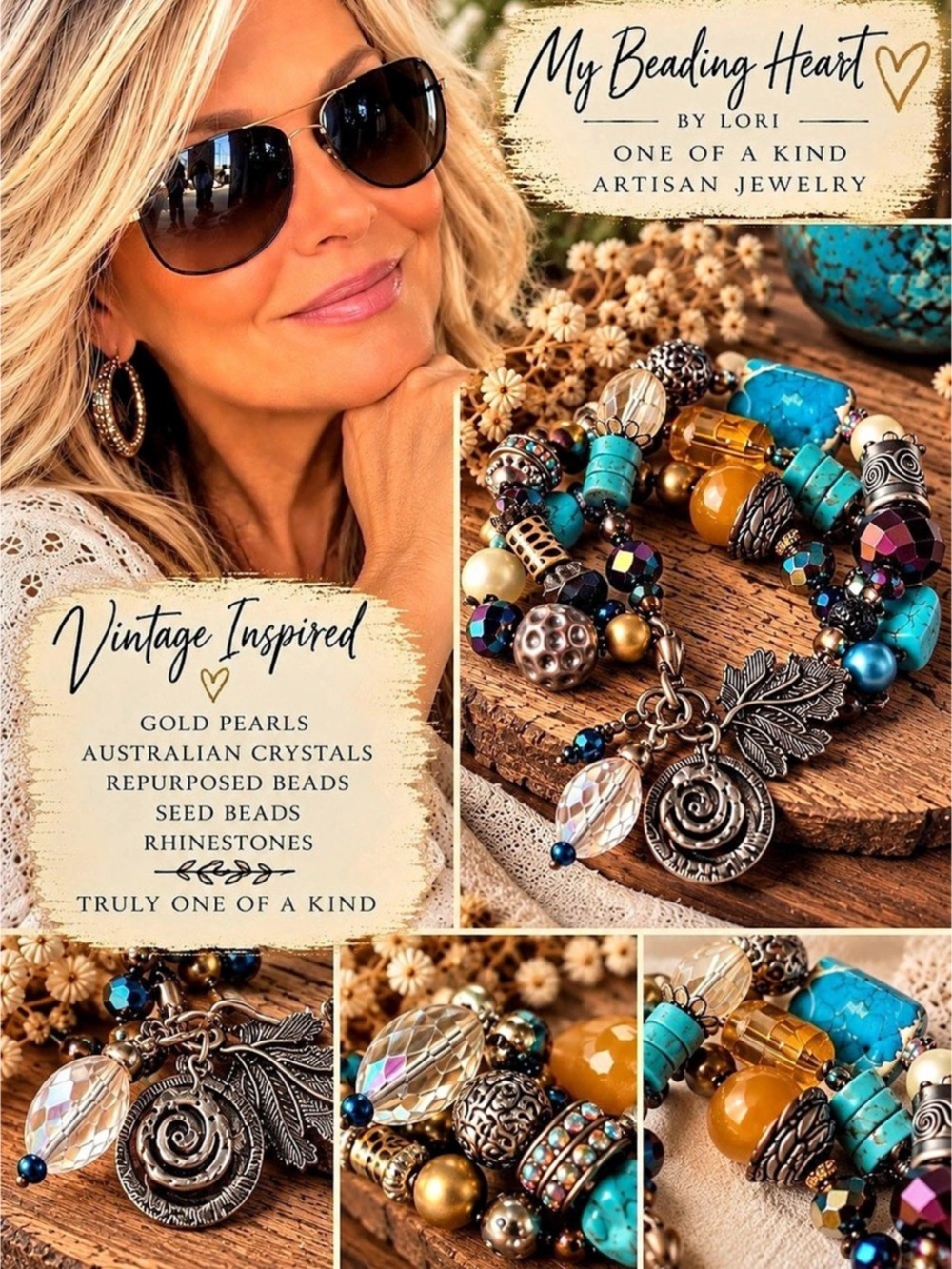 My Beading Heart Beaded Artisan Jewelry in Blue & Gold | One of My First Bracele